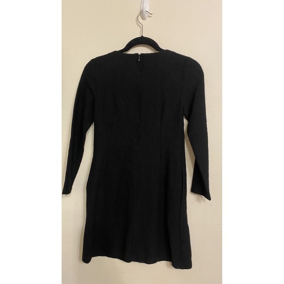 LISA PERRY New York Black Seamed Felted Wool Crepe Shift Dress Size 2 / XS/Small - Picture 3 of 6